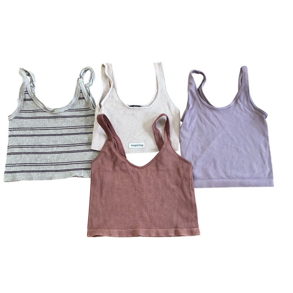 Mixed Ribbed Crop Tank Bundle Women M Muted Fall Color Earthy Outdoors Indie